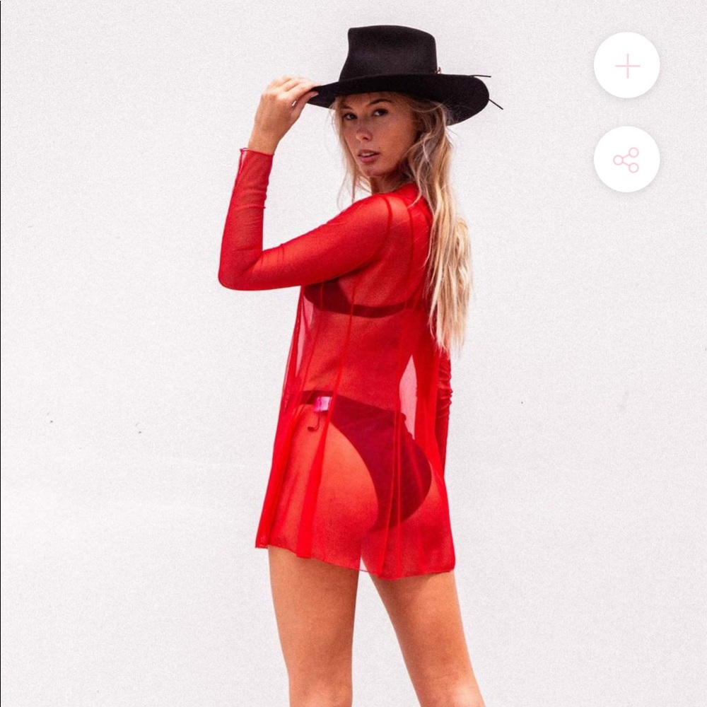 Her Pony Sala Red Sheer Mesh Mini Dress